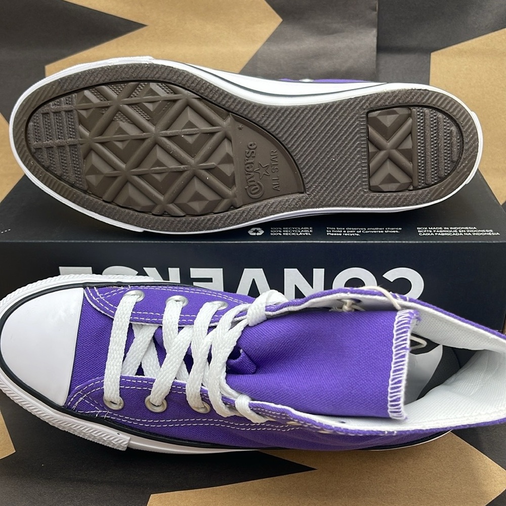 Converse WMNS All Star Purple Canvas Sneakers Hi Top Sneakers 137833F - Picture 3 of 16